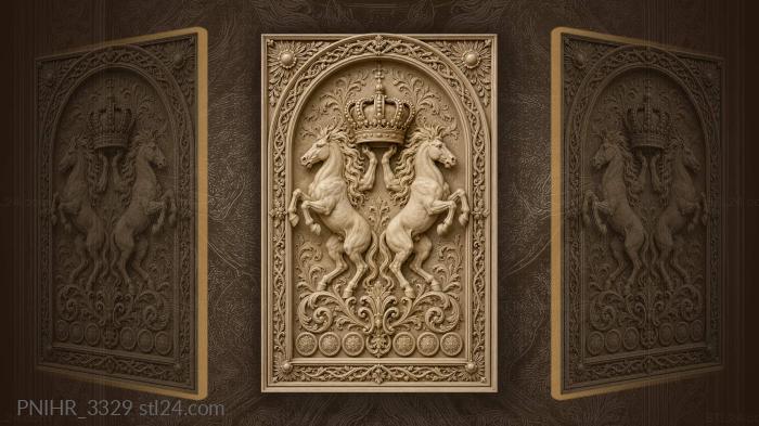 Crown held by proud horses 3d STL model