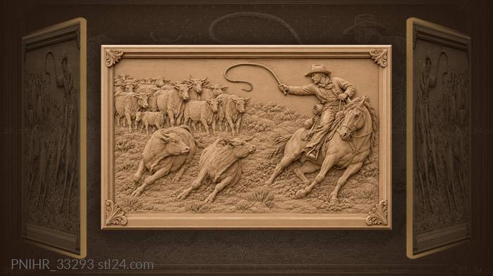 Herder rounding up stray cattle 3d STL model