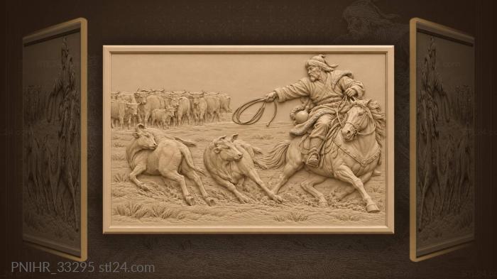 Herder turning stray cattle back 3d STL model
