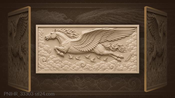 Winged horse above cloud towers 3d STL model