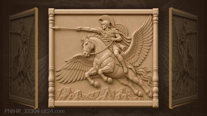 Knight levels spear from winged horse 3d STL model