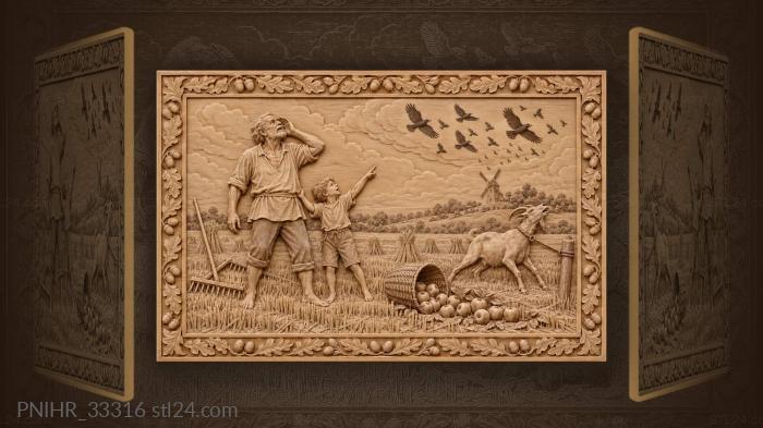 Old man grandson stormy field 3d STL model