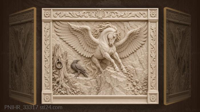 Landing on a bare crag beside a raven 3d STL model