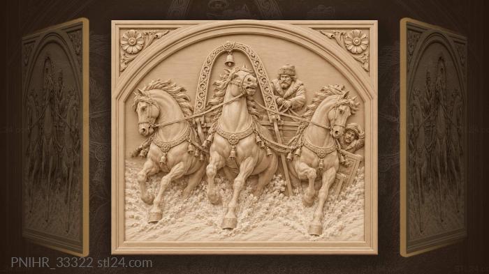 Driver races troika through swirling snow 3d STL model