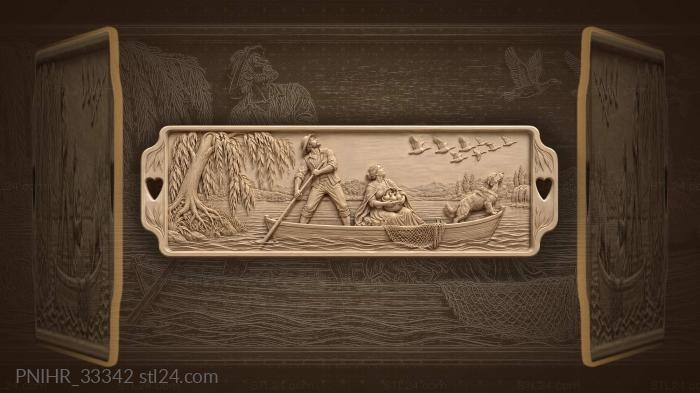 Ferryman pauses boat beneath flying geese 3d STL model