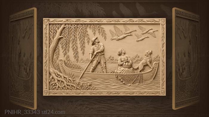 Woman carrying pears points toward geese 3d STL model