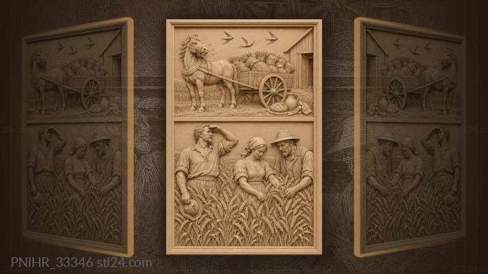 Mower shading his eyes over thick grain 3d STL model