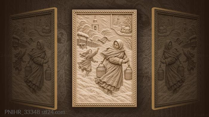 Snowstorm engulfs homes at epiphany dawn 3d STL model