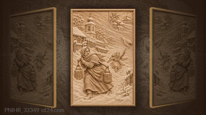 Winter gales sweep through sleeping cottages 3d STL model