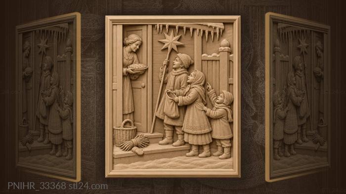 Winter carolers at cozy porch 3d STL model
