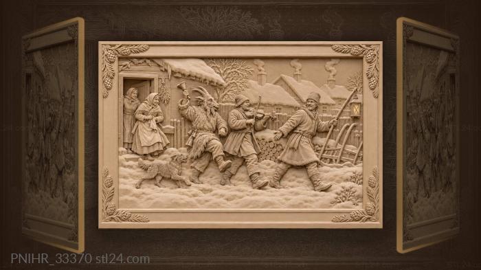 Winter mummer’s procession village celebration 3d STL model
