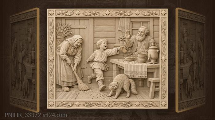Boy scattering grain across the room 3d STL model