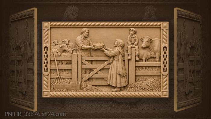 Pie offering winter scene yard life 3d STL model