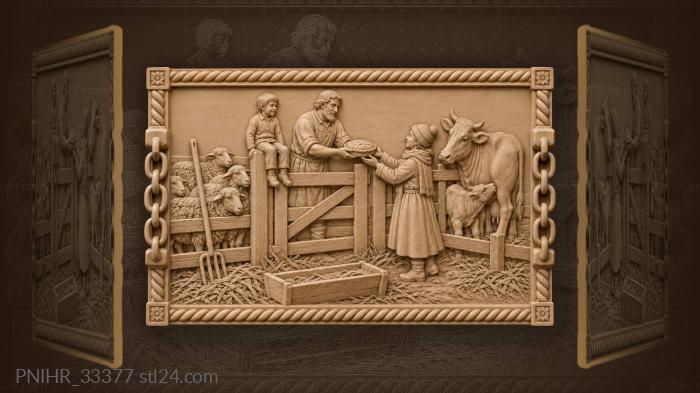 Pie offering winter courtyard scene 3d STL model