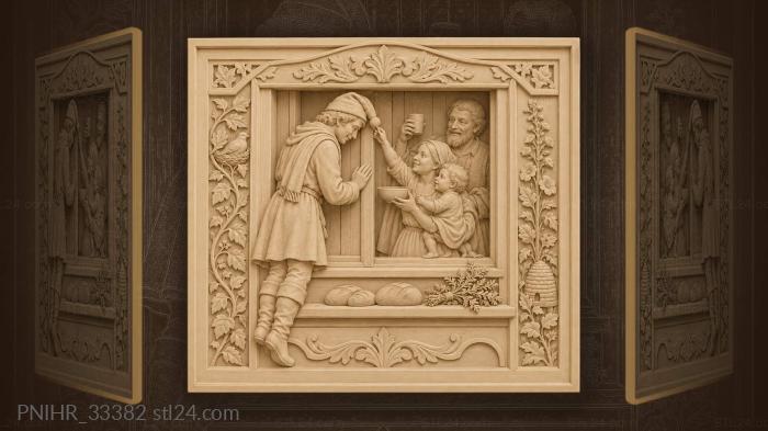 Caroler at winter window family greeting 3d STL model
