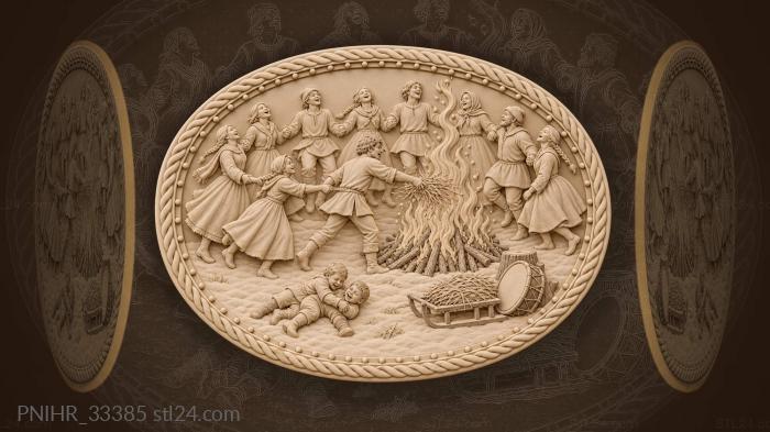 Village bonfire dance joyful celebration 3d STL model