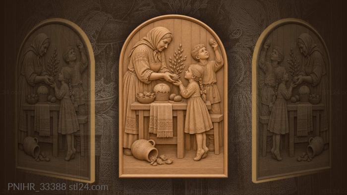 Grandmother gives girl painted easter egg 3d STL model