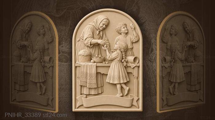 Girl receives easter egg from grandmother 3d STL model