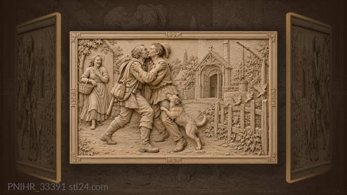 Village greeting joyful reunion church 3d STL model