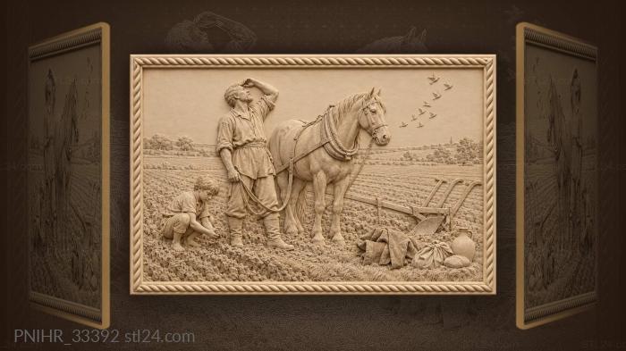 Farmer and son by the field 3d STL model