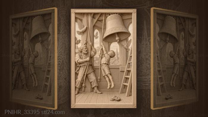 Ringer steadies ropes while boy rings 3d STL model