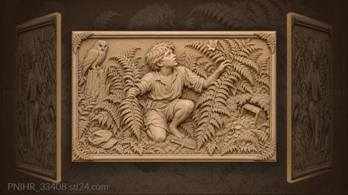 Boy and blossom in ferns 3d STL model