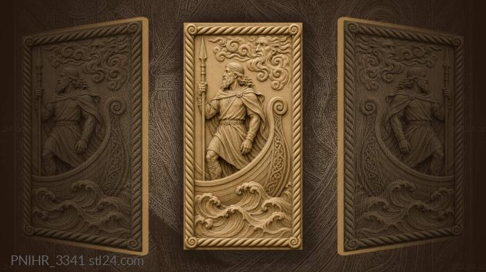 Bearded man in boat with spear 3d STL model