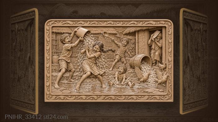Village prank water fight chaos 3d STL model