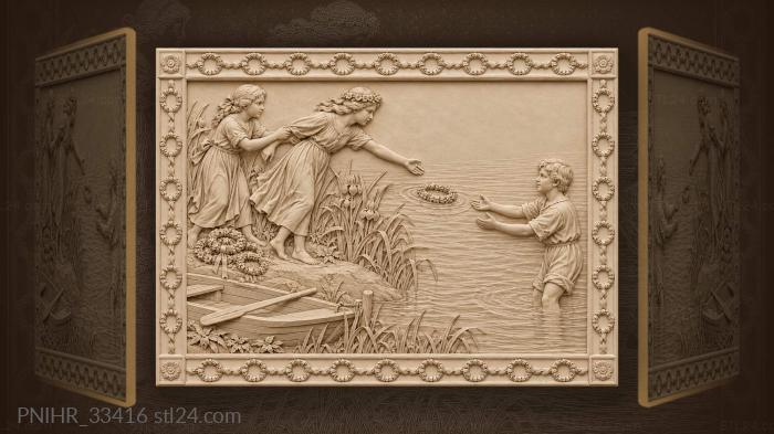 Girl letting a wreath float to a lad 3d STL model