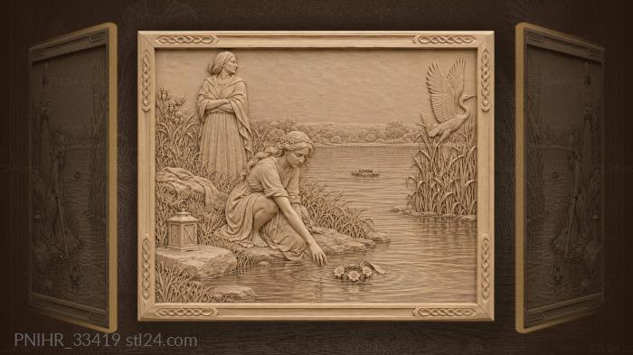 Girl by the water lost wreath 3d STL model
