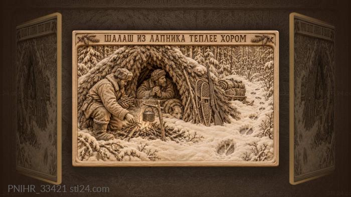 Companion warms hands inside fir shelter 3d STL model