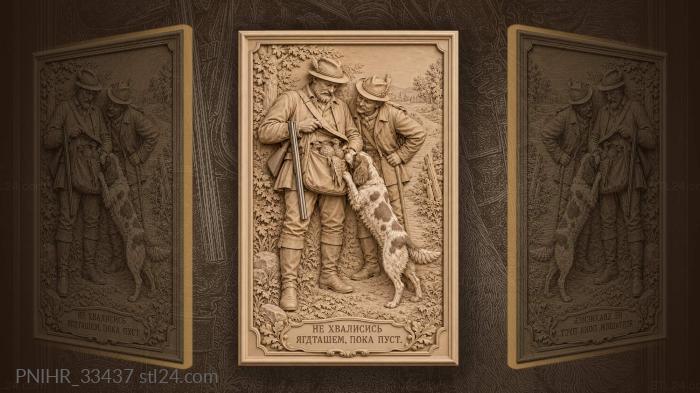 Hunter’s pause with game and dog 3d STL model