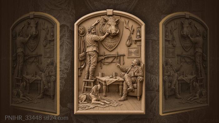 Hunter and boar’s head trophy 3d STL model