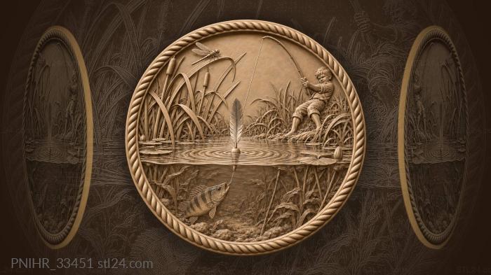 Fishing moment with boy and goose 3d STL model