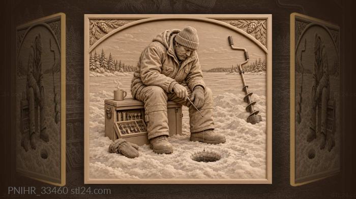 Angler fishes beside his open tackle box 3d STL model