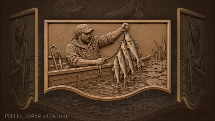 Four zander on a cord aloft 3d STL model