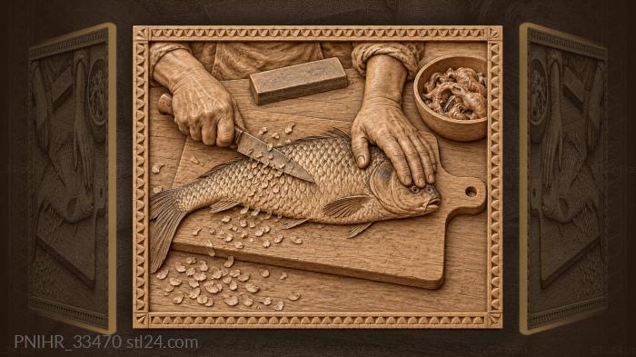 Fish cleaning a bountiful catch 3d STL model