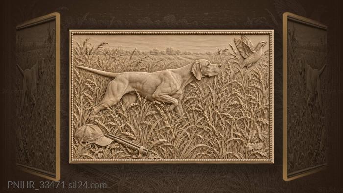 Pointer tracks a bird through grass 3d STL model