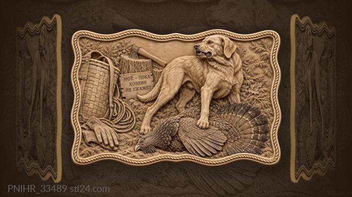 Capercaillie lies pinned beneath the hunting dog 3d STL model