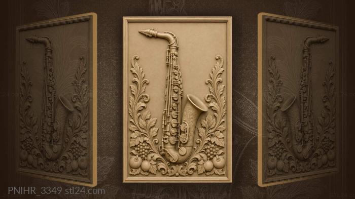 Saxophone with floral abundance 3d STL model
