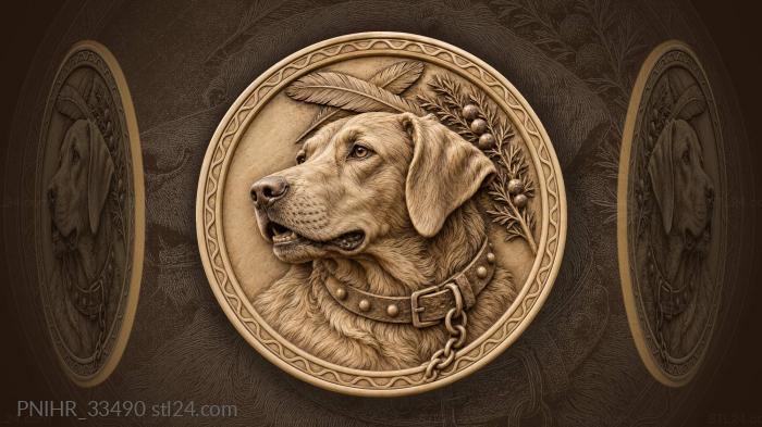 Hunting dog head with collar 3d STL model
