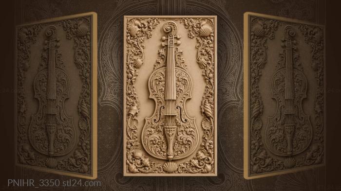 Floral violin with shell border 3d STL model