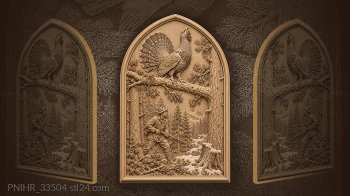 Capercaillie hunter in snowy forest 3d STL model