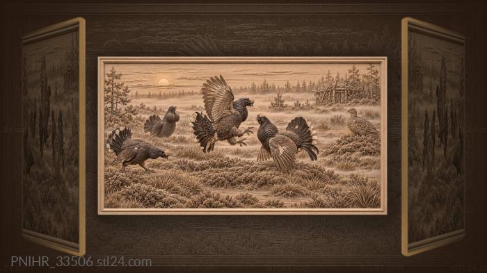 Rival cocks clash on dawn bog 3d STL model
