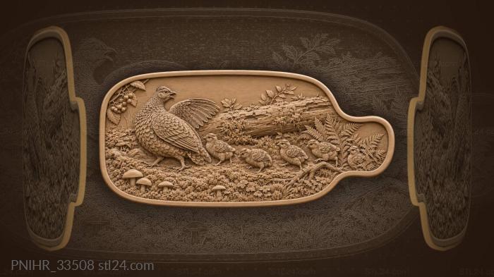 Hen leads brood across moss 3d STL model