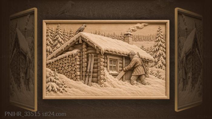 Forester clears the drift from the hut window 3d STL model