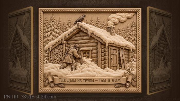 Dweller pushes snow away beneath a raven 3d STL model