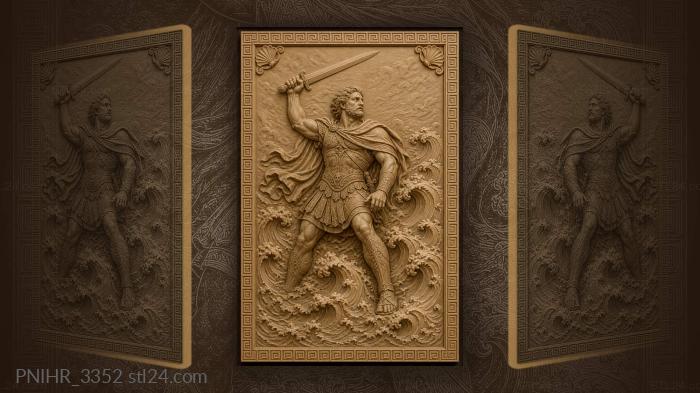 Raised sword among surging waves 3d STL model