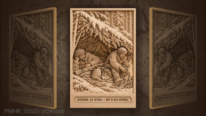 Hunter’s rest in winter forest 3d STL model