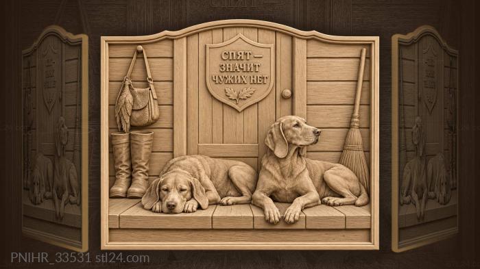 Quiet porch hounds resting peacefully 3d STL model